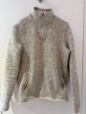 Thread & Supply women’s Heathered Cream Quarter-Zip Sweater